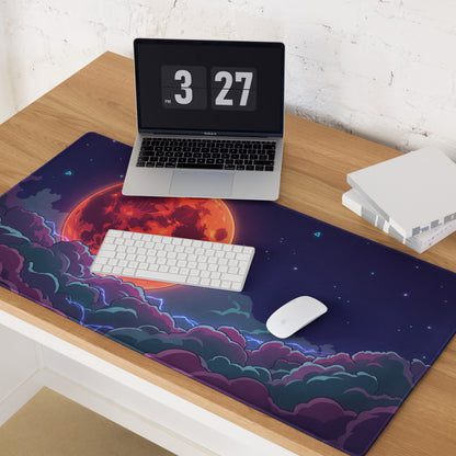 Vaporwave Cosmos Gaming Mouse Pad - Cosmic Planet Purple Orange Desk Vaporwave Nostalgic Neon Gaming Setup Digital Art