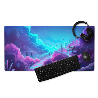 Vaporwave Neon Gaming Mouse Pad - Gaming Mouse Pad Neon Blue Pink Purple Gradient Desk Setup Vaporwave Dreamy Synthwave