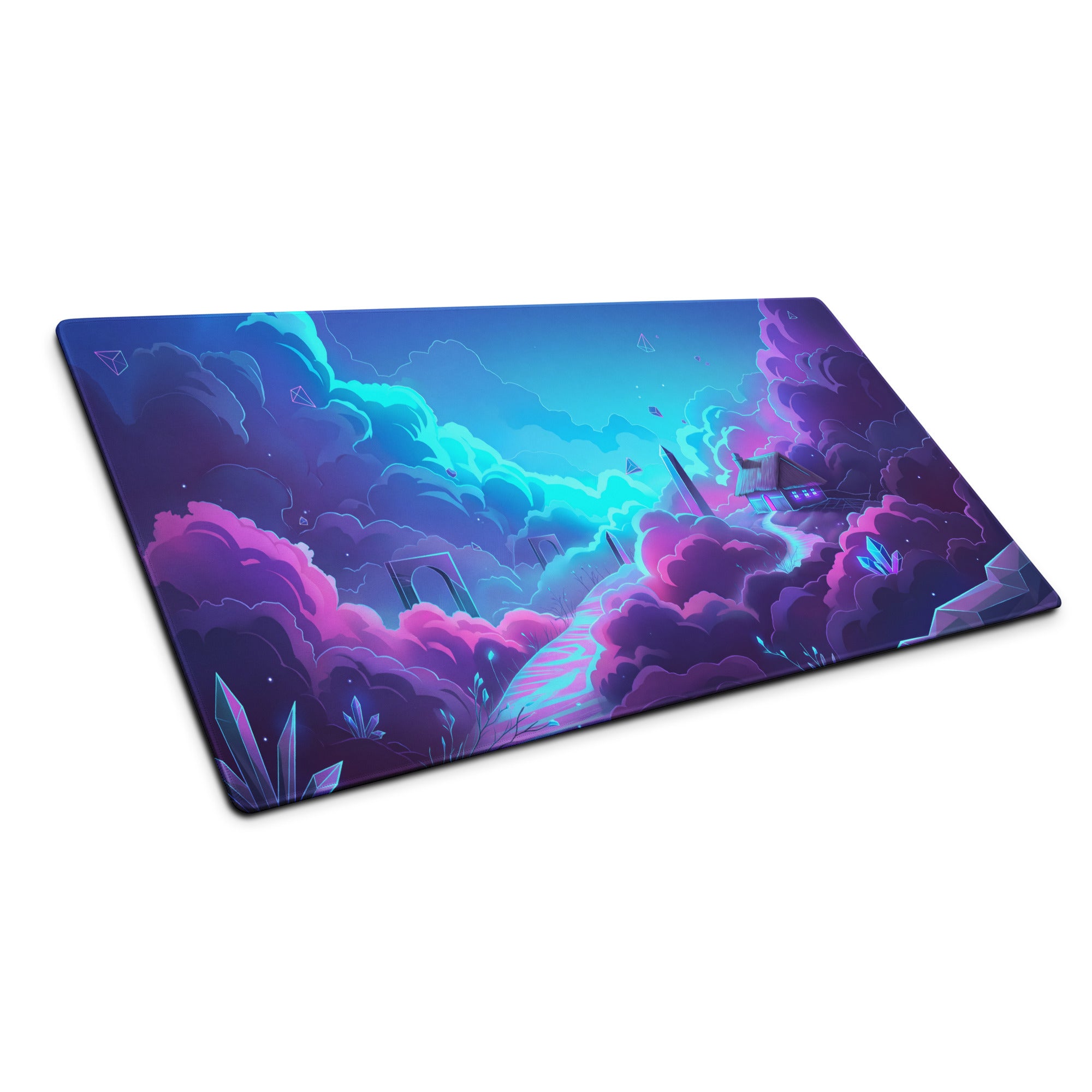 Vaporwave Neon Gaming Mouse Pad - Gaming Mouse Pad Neon Blue Pink Purple Gradient Desk Setup Vaporwave Dreamy Synthwave