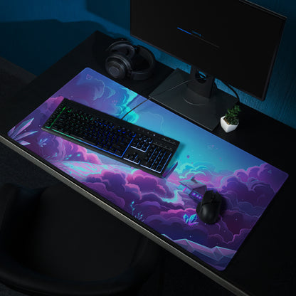 Vaporwave Neon Gaming Mouse Pad - Gaming Mouse Pad Neon Blue Pink Purple Gradient Desk Setup Vaporwave Dreamy Synthwave