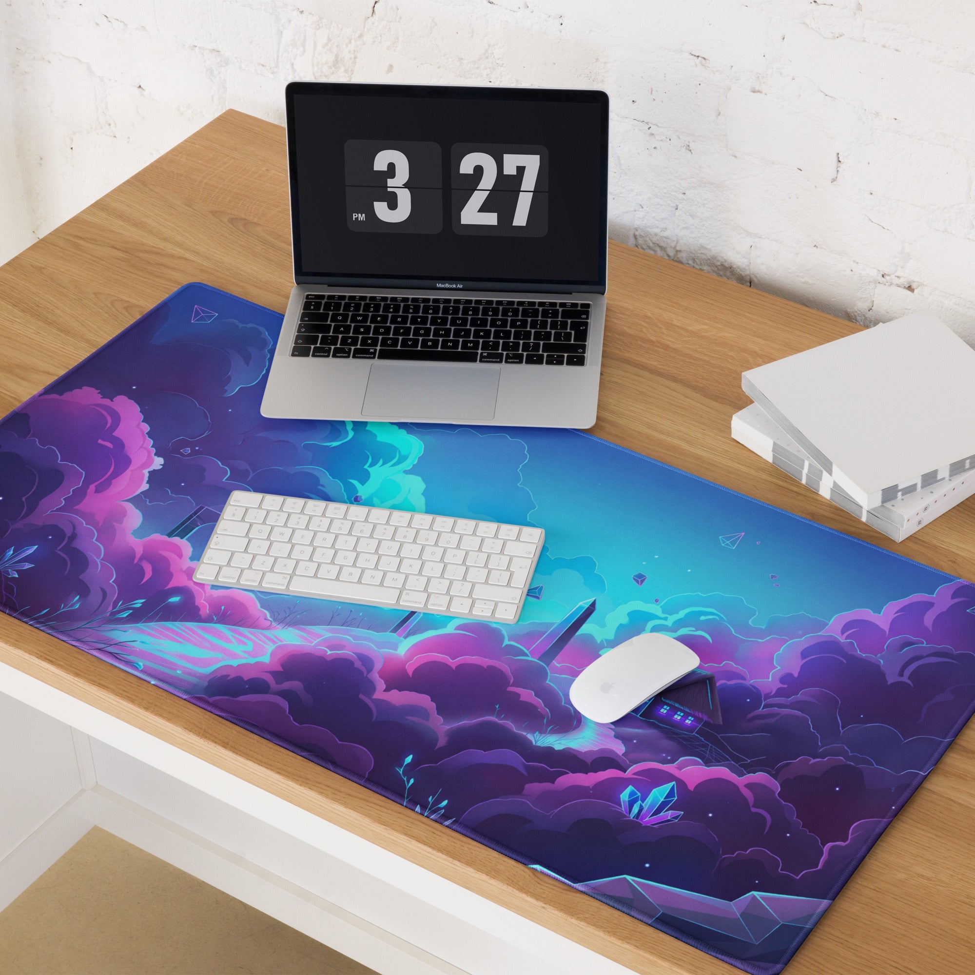 Vaporwave Neon Gaming Mouse Pad - Gaming Mouse Pad Neon Blue Pink Purple Gradient Desk Setup Vaporwave Dreamy Synthwave