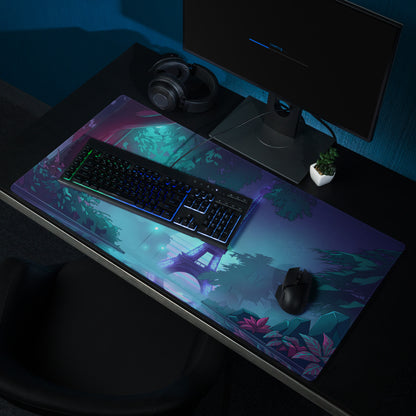 Neon Paris Vaporwave Mouse Pad - Mouse Pad Neon Blue Purple Teal Desk Vaporwave Dreamy Nostalgia Retro Futuristic