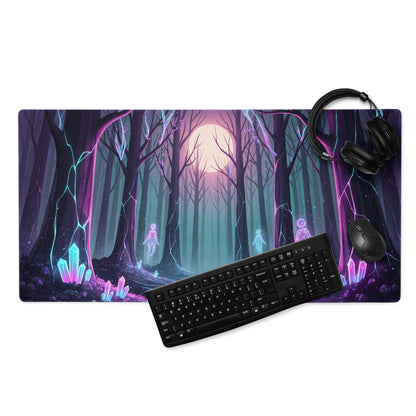 Neon Forest Vaporwave Mouse Pad - Mouse Pad Neon Purple Pink Cyan Desk Vaporwave Dreamy Mood Cyberpunk Decor Digital Art