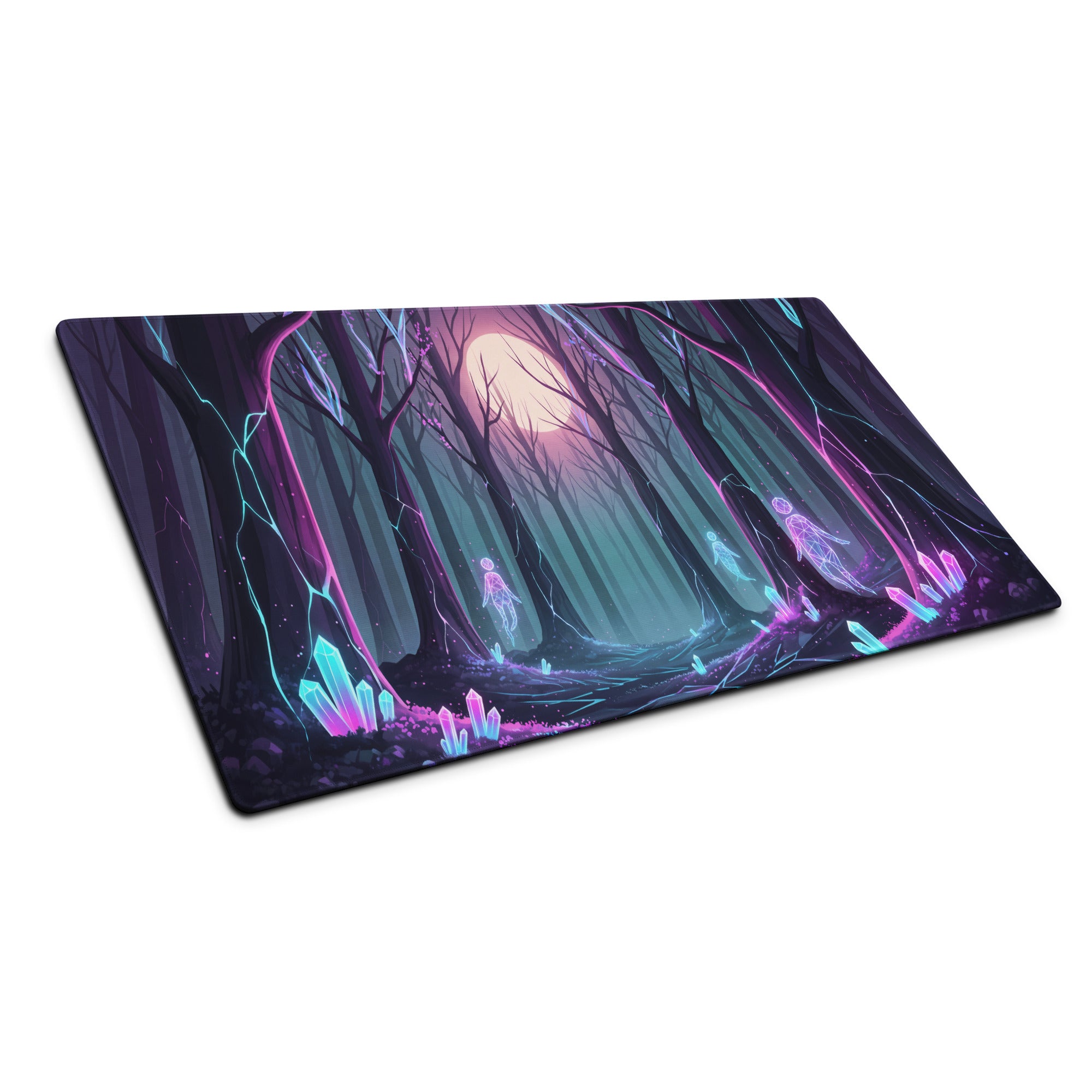 Neon Forest Vaporwave Mouse Pad - Mouse Pad Neon Purple Pink Cyan Desk Vaporwave Dreamy Mood Cyberpunk Decor Digital Art