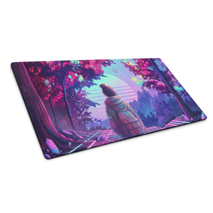 Neon Vaporwave Gaming Mouse Pad - Gaming Mouse Pad Neon Pink Purple Mood Retro Futurism Neon Aesthetic Desk Digital Art