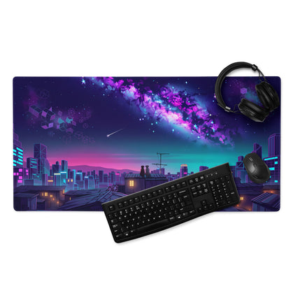 Vaporwave Cityscape Mouse Pad - Mouse Pad Purple Pink Neon Vaporwave Dreamy Neon Retro Futurism Gaming Digital Art