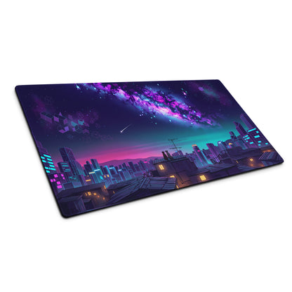 Vaporwave Cityscape Mouse Pad - Mouse Pad Purple Pink Neon Vaporwave Dreamy Neon Retro Futurism Gaming Digital Art