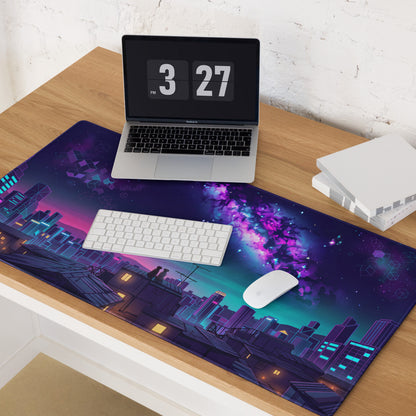 Vaporwave Cityscape Mouse Pad - Mouse Pad Purple Pink Neon Vaporwave Dreamy Neon Retro Futurism Gaming Digital Art