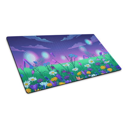 Vaporwave Garden Glow Mouse Pad - Mouse Pad Purple Blue Desk Setup Vaporwave Neon Aesthetic Dreamy Mood Digital