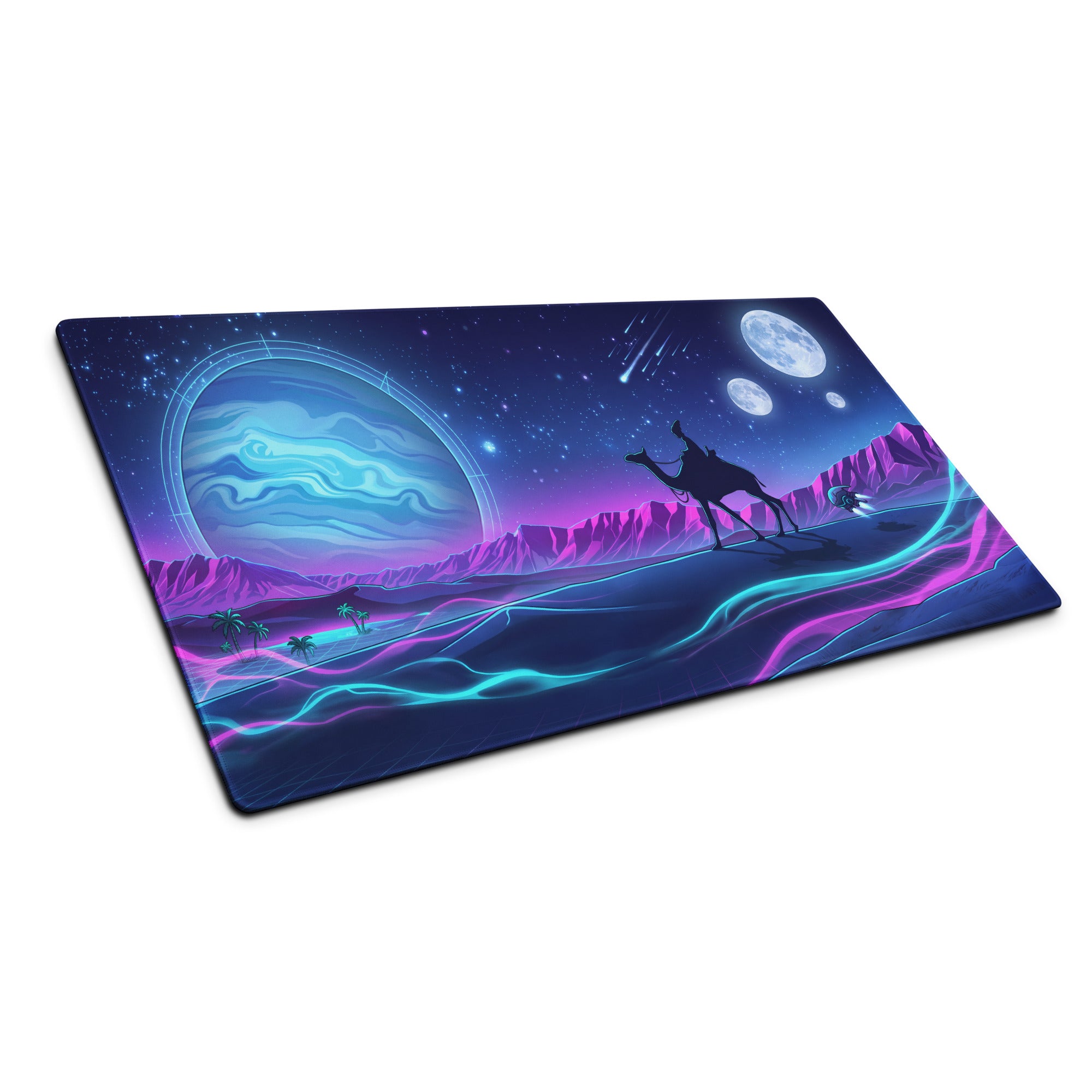 Neon Vaporwave Galaxy Pad - Vaporwave Mouse Pad Neon Purple Blue Gaming Desk Dreamy Vibrant Neon Synthwave Desk Art