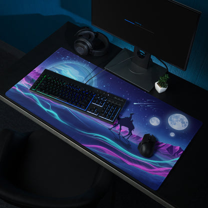 Neon Vaporwave Galaxy Pad - Vaporwave Mouse Pad Neon Purple Blue Gaming Desk Dreamy Vibrant Neon Synthwave Desk Art