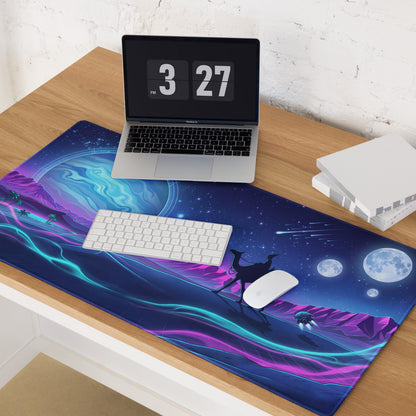 Neon Vaporwave Galaxy Pad - Vaporwave Mouse Pad Neon Purple Blue Gaming Desk Dreamy Vibrant Neon Synthwave Desk Art