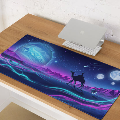 Neon Vaporwave Galaxy Pad - Vaporwave Mouse Pad Neon Purple Blue Gaming Desk Dreamy Vibrant Neon Synthwave Desk Art