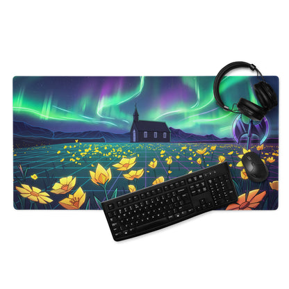 Aurora Neon Vaporwave Mouse Pad - Vaporwave Mouse Pad Neon Green Purple Mood Dreamy Decor Modern Neon