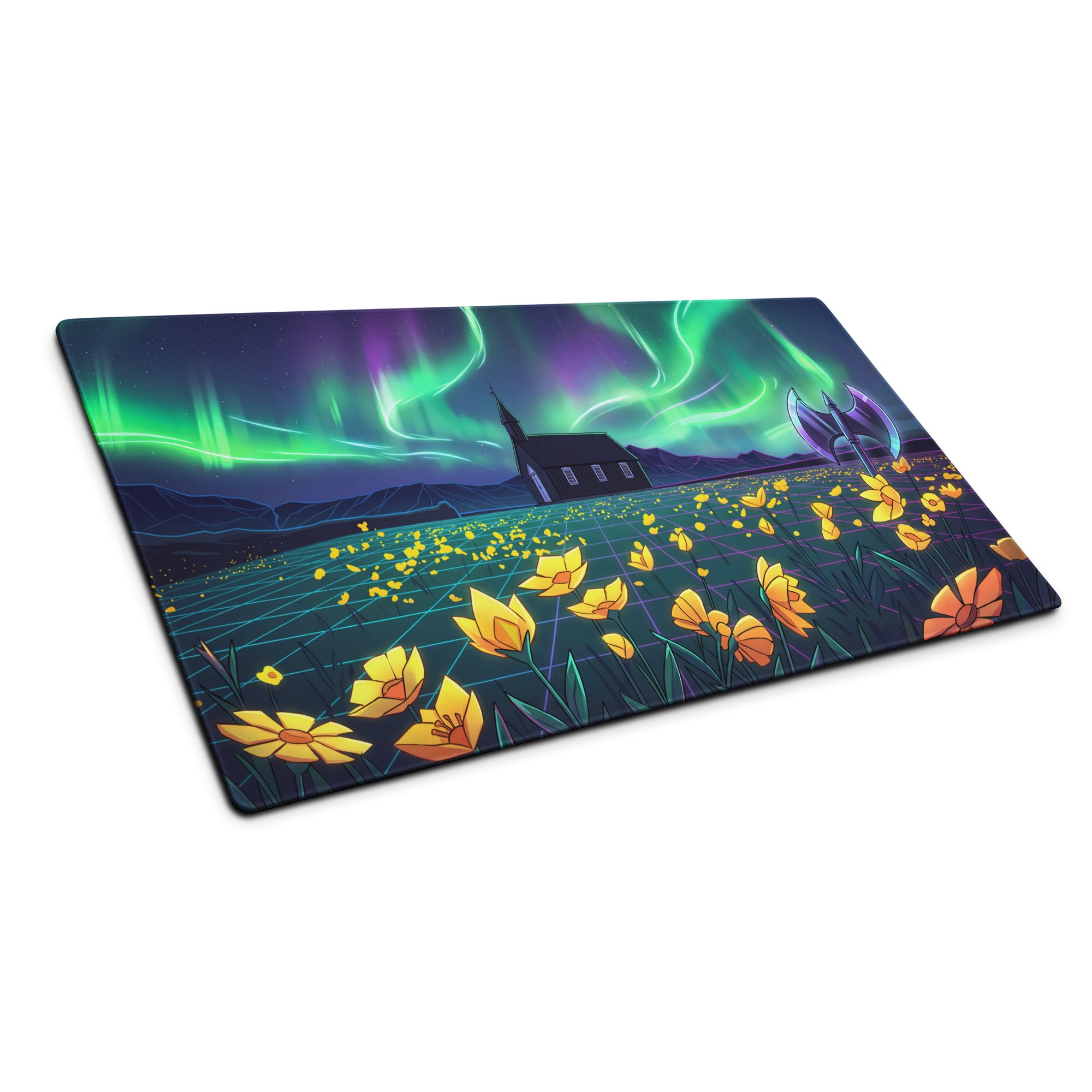Aurora Neon Vaporwave Mouse Pad - Vaporwave Mouse Pad Neon Green Purple Mood Dreamy Decor Modern Neon
