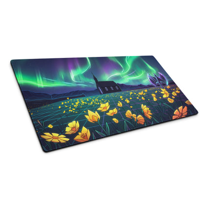 Aurora Neon Vaporwave Mouse Pad - Vaporwave Mouse Pad Neon Green Purple Mood Dreamy Decor Modern Neon