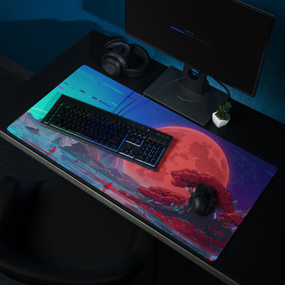 Vaporwave Neon Moon Mouse Pad - Mouse Pad Neon Pink Teal For Gaming Vaporwave Mood Neon Retro Niche Desk Mat Digital Art