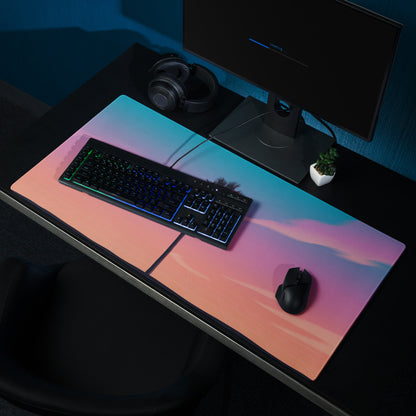 Vaporwave Sunset Palm Pad - Gaming Mouse Pad Blue Pink Purple Vaporwave Dreamy Neon Mood Retro Futurism Grid