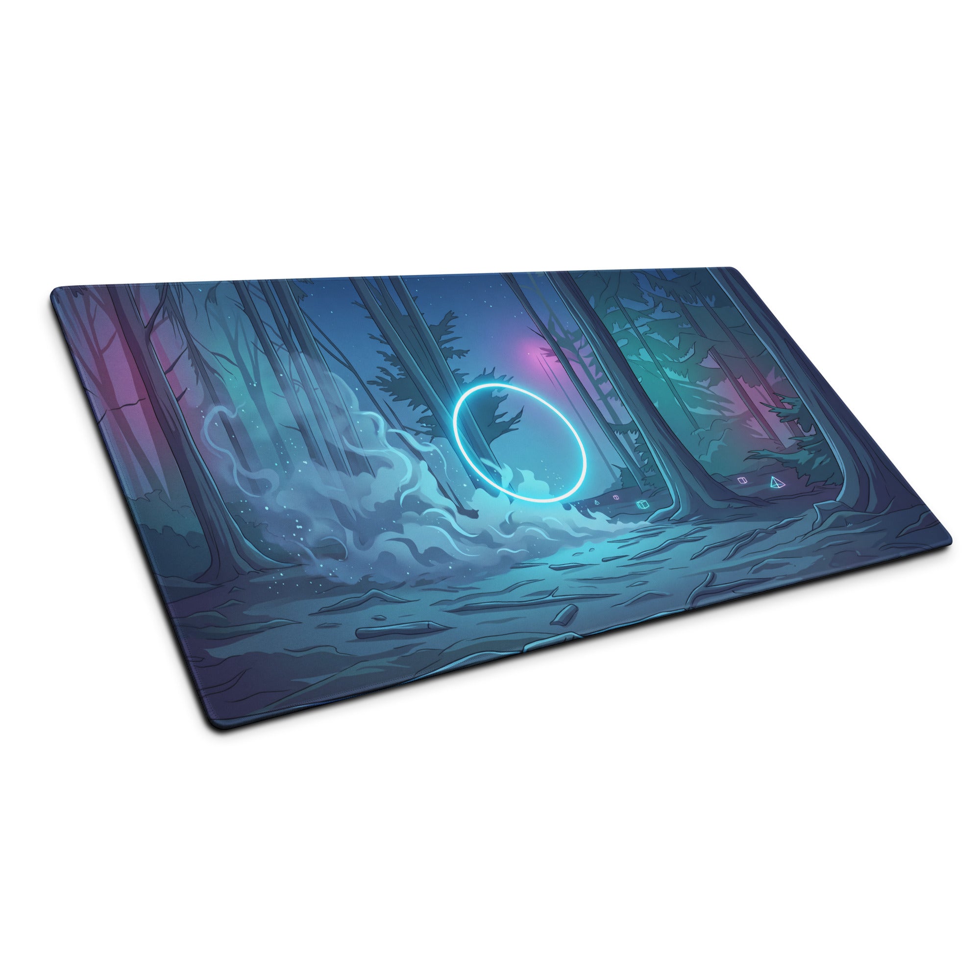 Neon Forest Vaporwave Mouse Pad - Mouse Pad Blue Purple Neon Vaporwave Gaming Desk Cyberpunk Retro Futurism Non Slip