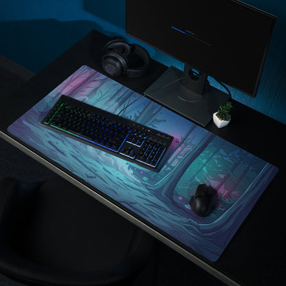 Neon Forest Vaporwave Mouse Pad - Mouse Pad Blue Purple Neon Vaporwave Gaming Desk Cyberpunk Retro Futurism Non Slip