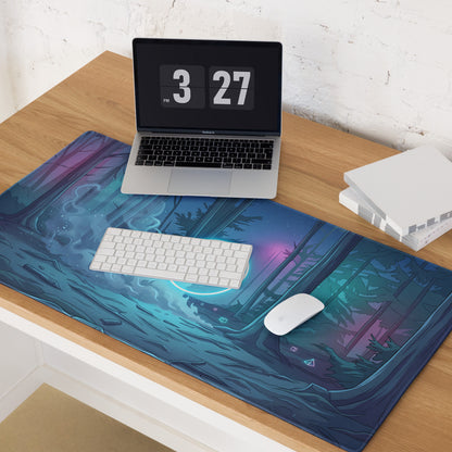 Neon Forest Vaporwave Mouse Pad - Mouse Pad Blue Purple Neon Vaporwave Gaming Desk Cyberpunk Retro Futurism Non Slip