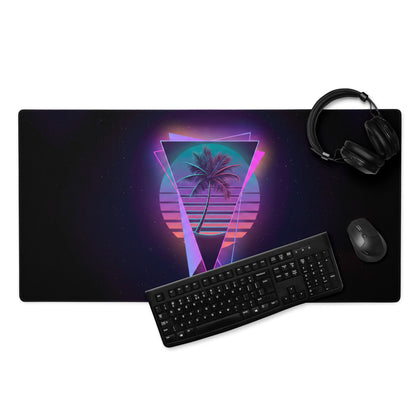 Neon Palm Vaporwave Mouse Pad - Gaming Mouse Pad Neon Pink Teal Retro Futuristic Modern Minimal Desk Mat Digital Art