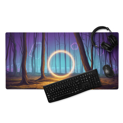 Neon Forest Vaporwave Mouse Pad - Mouse Pad Purple Pink Neon Vaporwave Dreamy Vaporwave Forest Neon Desk Mat Digital Art