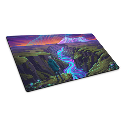 Vaporwave Neon Mountain Pad - Mouse Pad Purple Blue Pink Desk Vaporwave Dreamy Neon Mood Synthwave Decor Digital Art