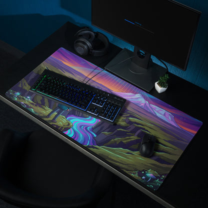 Vaporwave Neon Mountain Pad - Mouse Pad Purple Blue Pink Desk Vaporwave Dreamy Neon Mood Synthwave Decor Digital Art