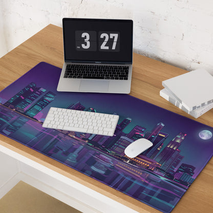 Vaporwave Cityscape Mouse Pad - Cityscape Purple Neon Desk Vaporwave → Mood Retro Neon Gaming Decor Digital Art