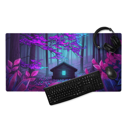 Vaporwave Neon Forest Mouse Pad - Gaming Mouse Pad Purple Pink Cyan Desktop Setup Vaporwave Dreamy Neon Futurism Gamer