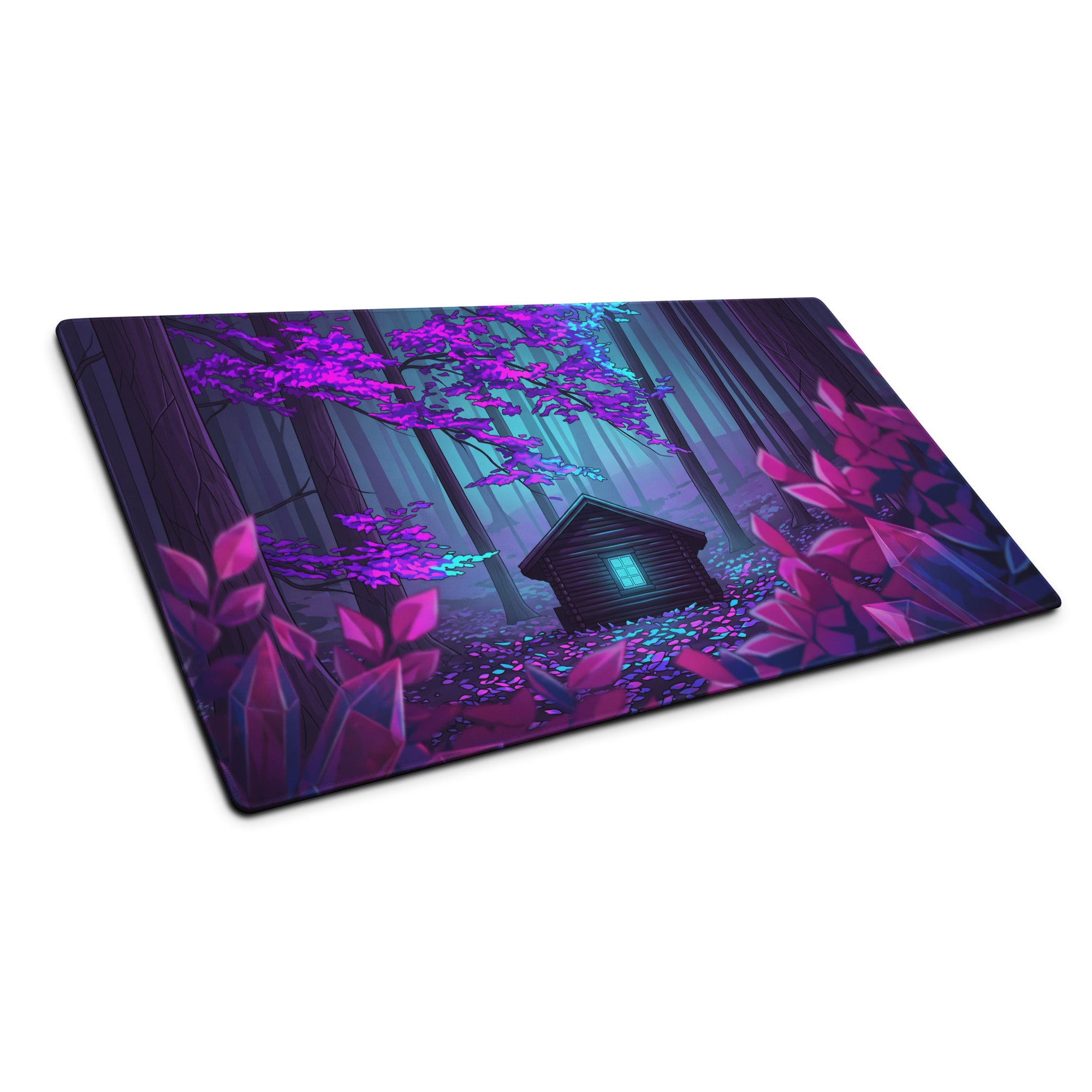 Vaporwave Neon Forest Mouse Pad - Gaming Mouse Pad Purple Pink Cyan Desktop Setup Vaporwave Dreamy Neon Futurism Gamer