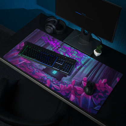 Vaporwave Neon Forest Mouse Pad - Gaming Mouse Pad Purple Pink Cyan Desktop Setup Vaporwave Dreamy Neon Futurism Gamer