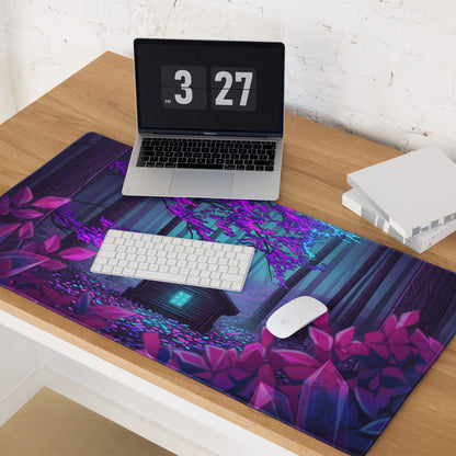 Vaporwave Neon Forest Mouse Pad - Gaming Mouse Pad Purple Pink Cyan Desktop Setup Vaporwave Dreamy Neon Futurism Gamer