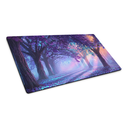Vaporwave Forest Neon Desk Mat - Mouse Pad Purple Blue Teal Vaporwave Dreamy Nostalgic Mood Neon Cyberpunk Digital Art