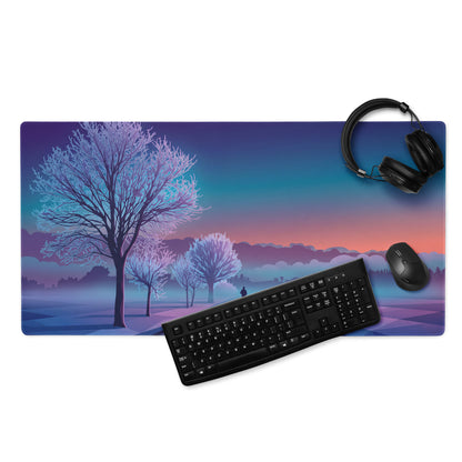 Vaporwave Sunset Gaming Mouse Pad - Mouse Pad Purple Pink Blue Desk Vaporwave Dreamy Neon Mood Retrofuturist Digital Print