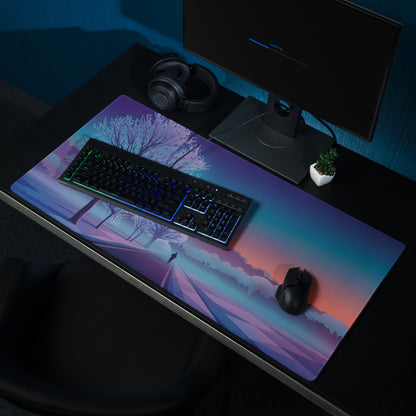 Vaporwave Sunset Gaming Mouse Pad - Mouse Pad Purple Pink Blue Desk Vaporwave Dreamy Neon Mood Retrofuturist Digital Print