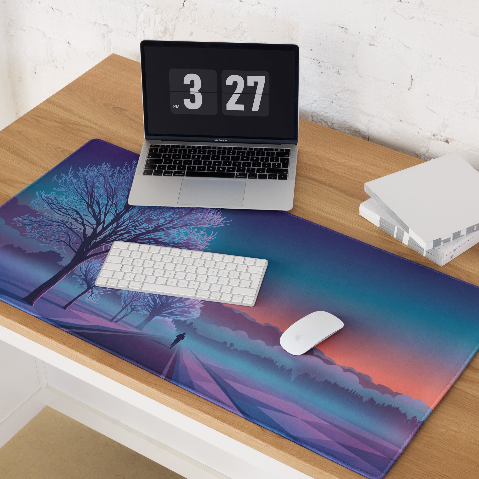 Vaporwave Sunset Gaming Mouse Pad - Mouse Pad Purple Pink Blue Desk Vaporwave Dreamy Neon Mood Retrofuturist Digital Print