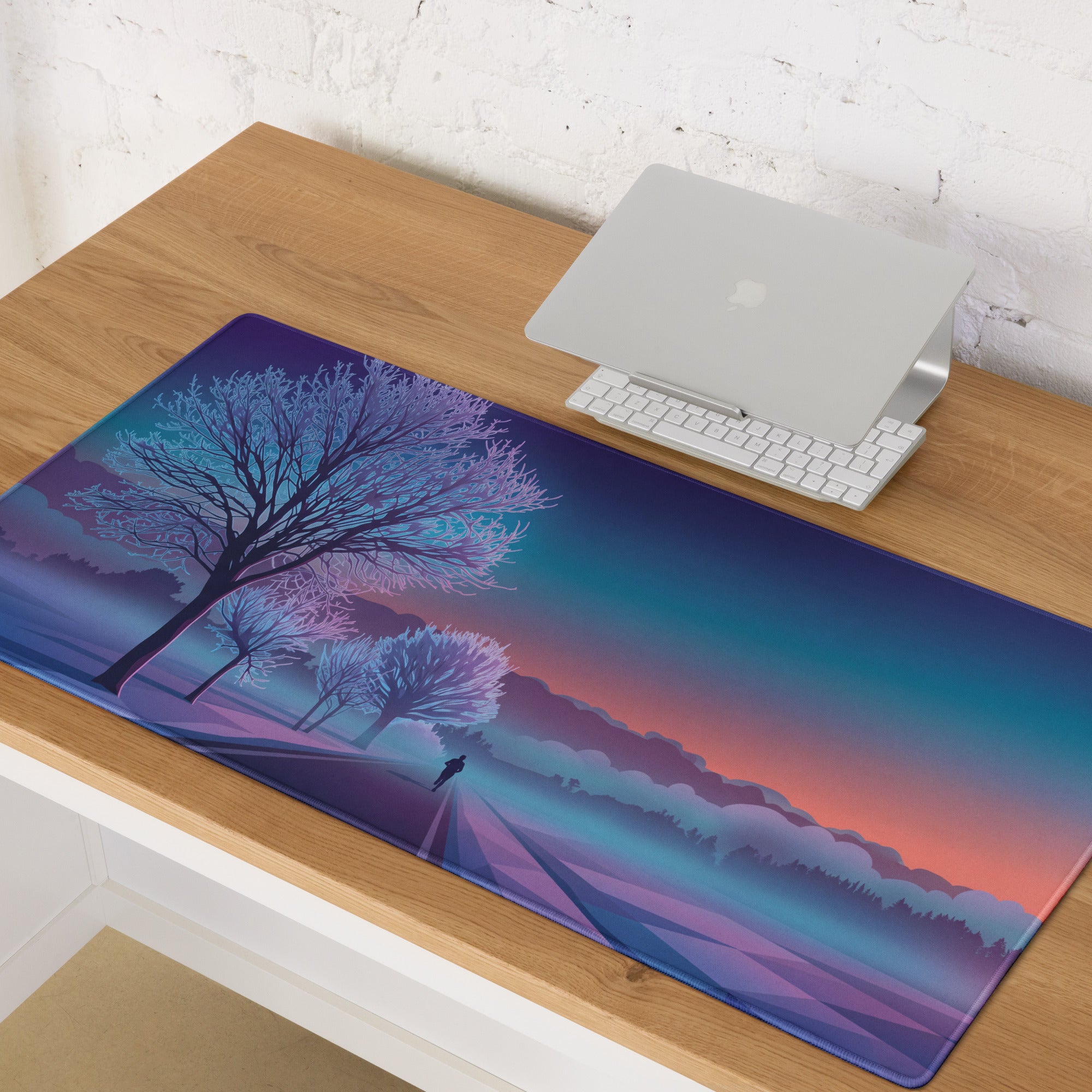 Vaporwave Sunset Gaming Mouse Pad - Mouse Pad Purple Pink Blue Desk Vaporwave Dreamy Neon Mood Retrofuturist Digital Print