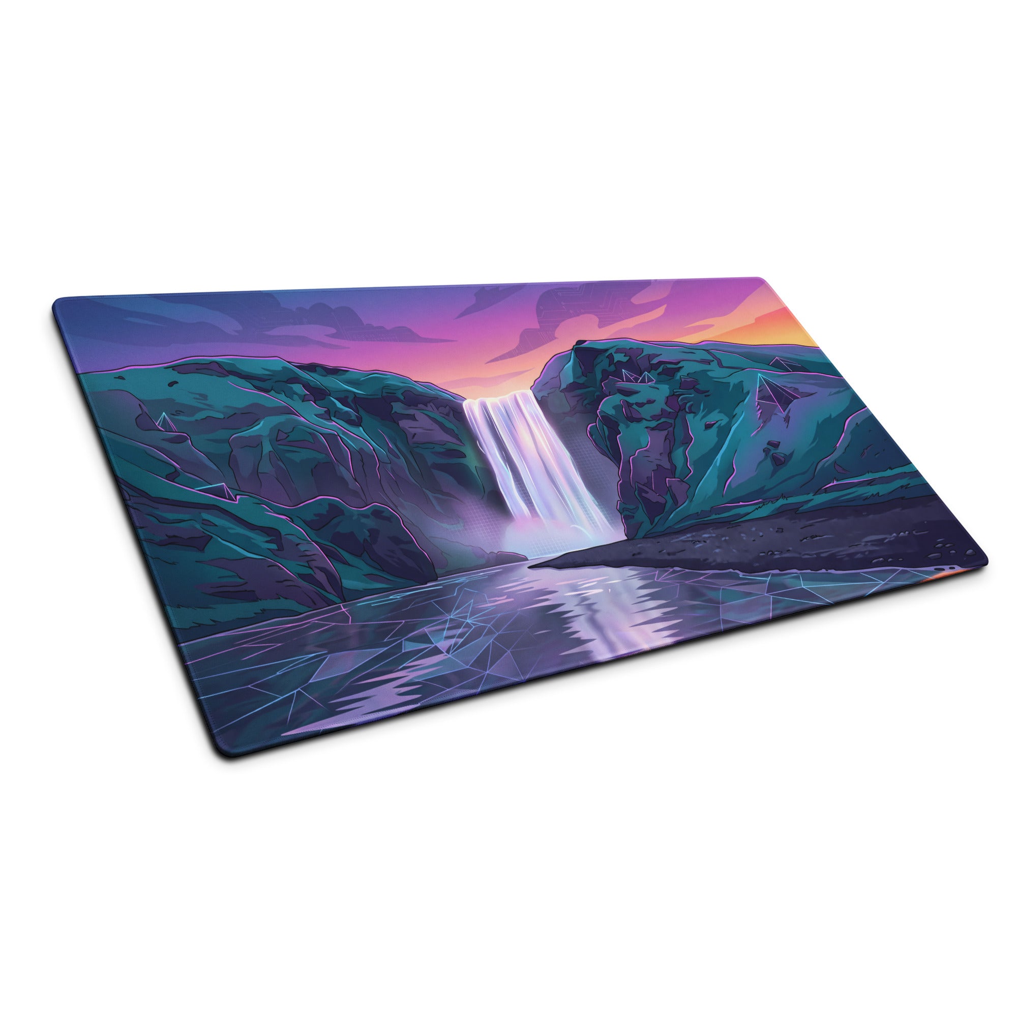 Neon Vaporwave Mouse Pad - Gaming Mouse Pad Purple Pink Gradient Mood Retro Futurism Neon Grid Large Non Slip