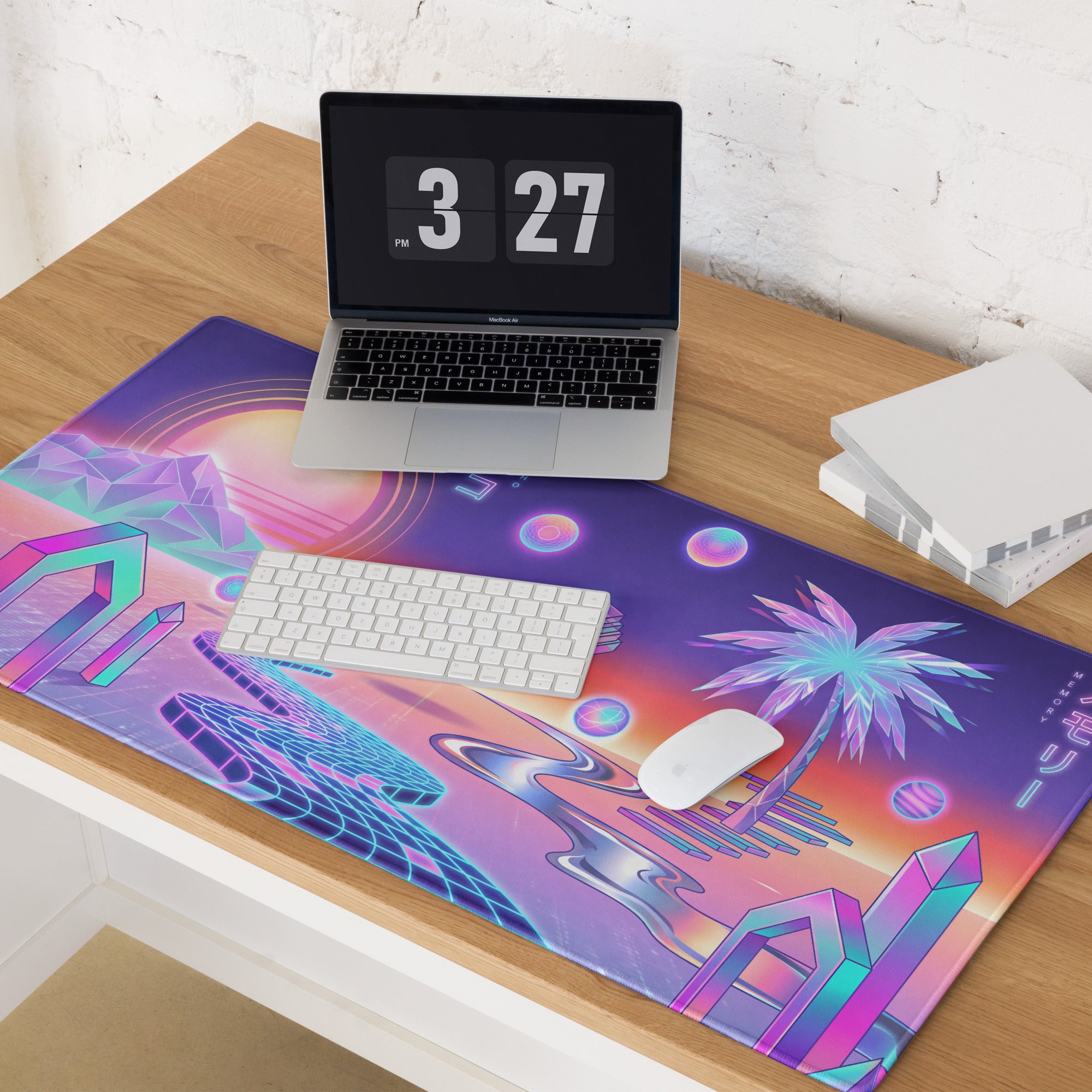 Vaporwave Neon Sunset Mouse Mat - Gaming Mouse Pad Neon Pink Purple Desk Vaporwave Dreamy Mood Nostalgic Neon Aesthetic Digital Art