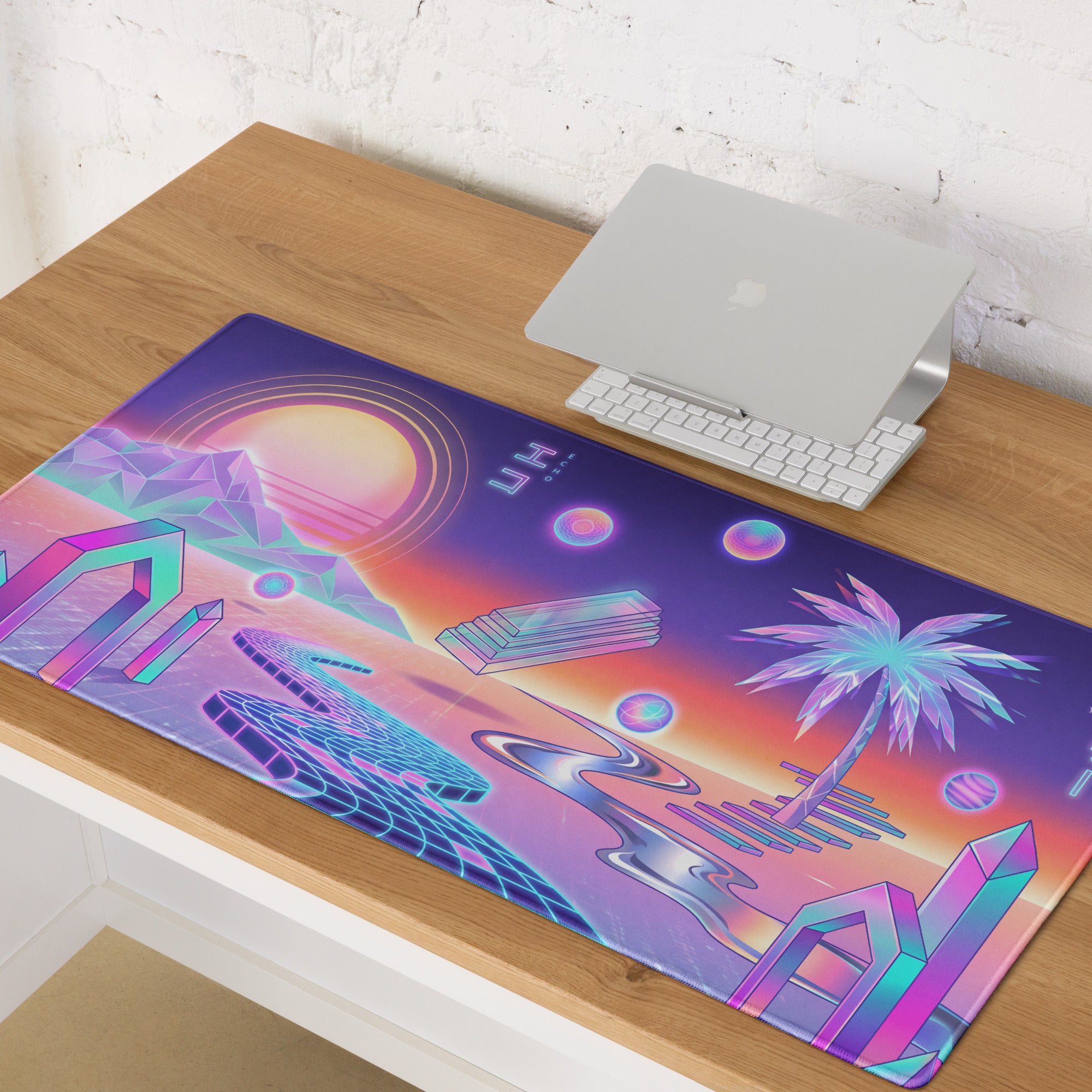 Vaporwave Neon Sunset Mouse Mat - Gaming Mouse Pad Neon Pink Purple Desk Vaporwave Dreamy Mood Nostalgic Neon Aesthetic Digital Art