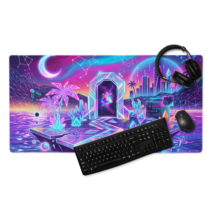 Neon Vaporwave City Mouse Pad - City Neon Pink Purple Gaming Desk Vaporwave Dreamy Mood Retro Futurism Desktop Digital