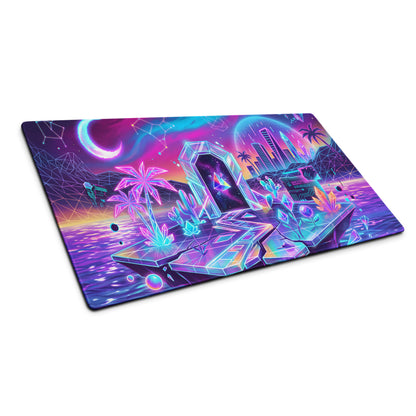 Neon Vaporwave City Mouse Pad - City Neon Pink Purple Gaming Desk Vaporwave Dreamy Mood Retro Futurism Desktop Digital