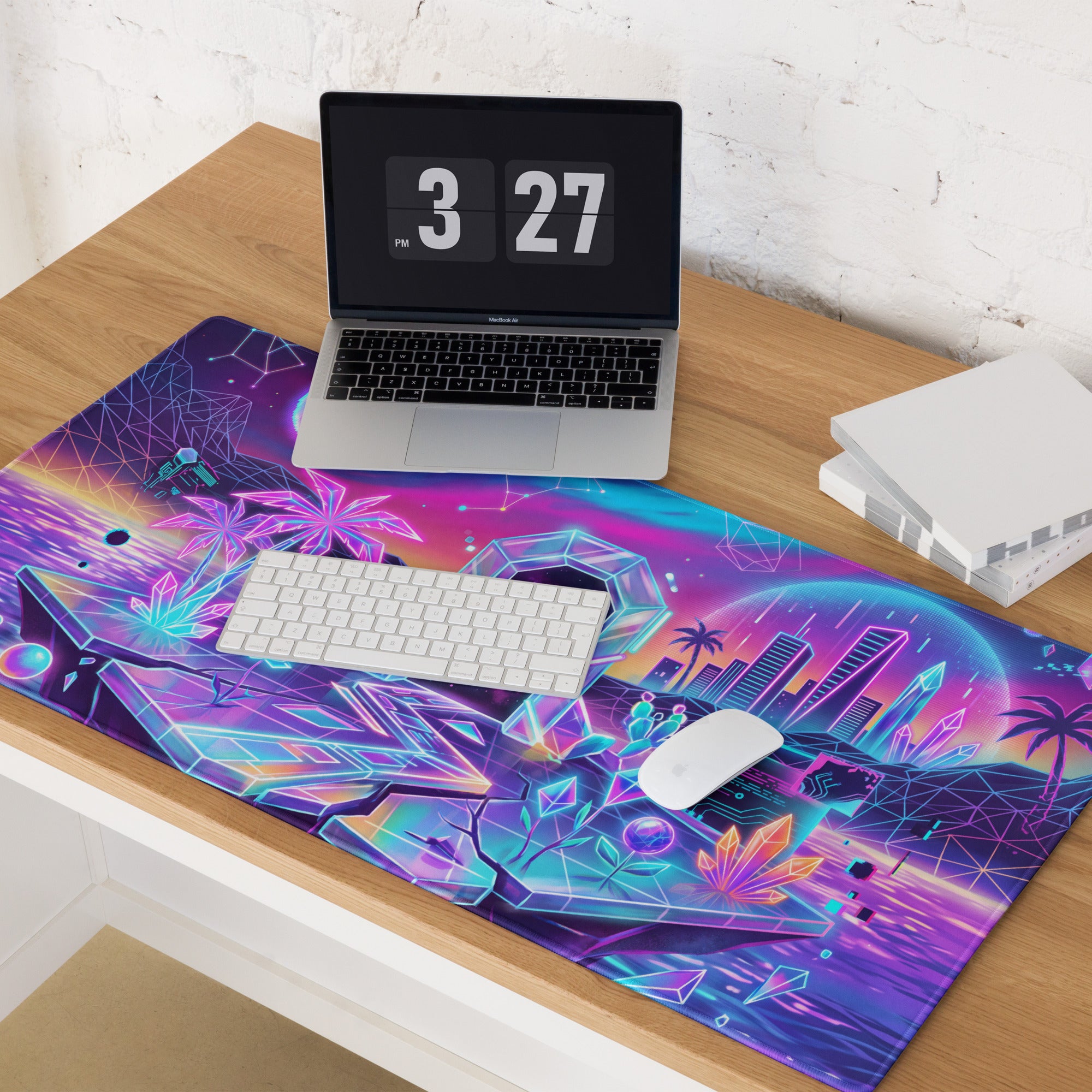 Neon Vaporwave City Mouse Pad - City Neon Pink Purple Gaming Desk Vaporwave Dreamy Mood Retro Futurism Desktop Digital