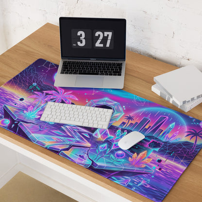Neon Vaporwave City Mouse Pad - City Neon Pink Purple Gaming Desk Vaporwave Dreamy Mood Retro Futurism Desktop Digital