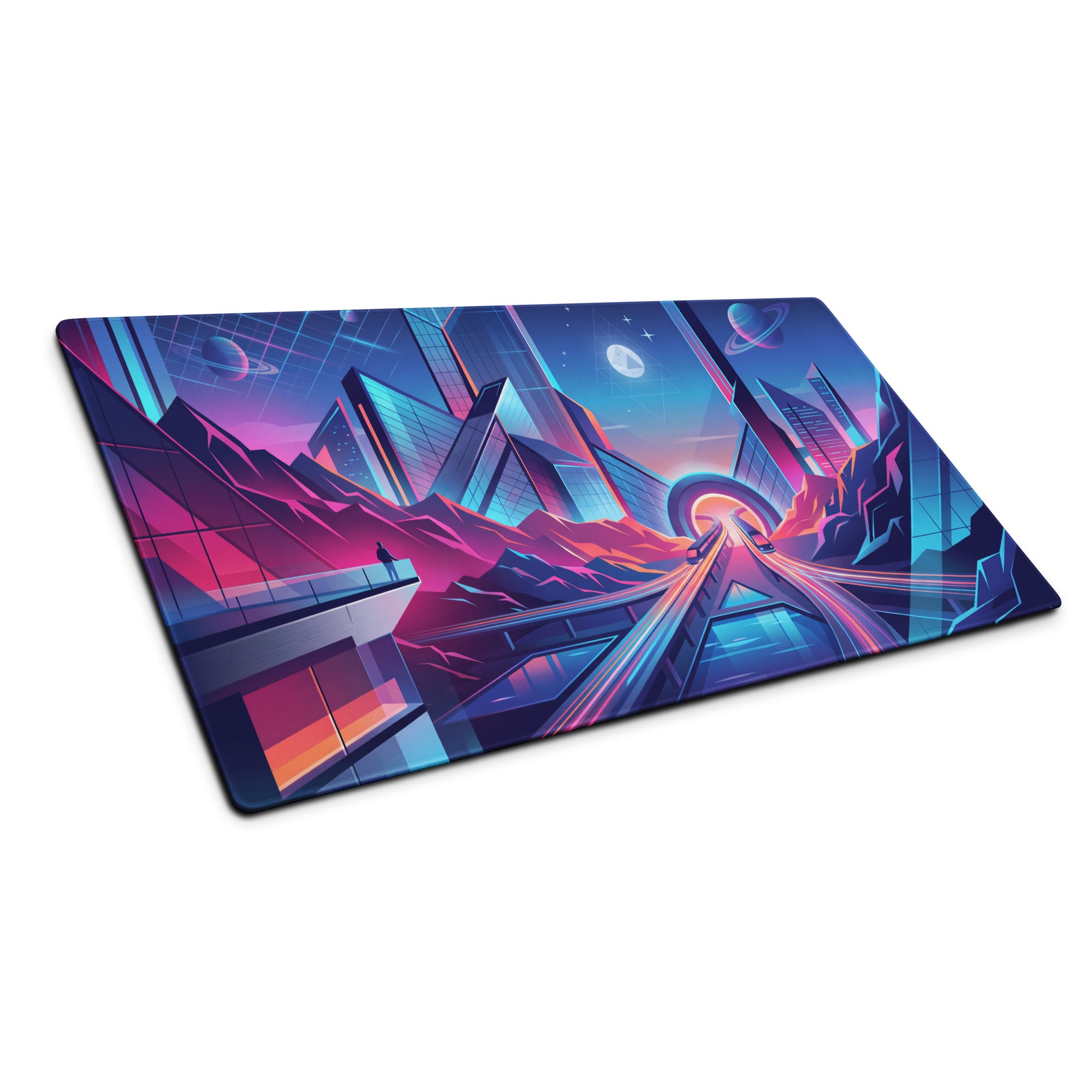 Vaporwave Neon City Mouse Pad - City Neon Pink Blue Purple Desk Gaming Vaporwave Dreamy Nostalgic Cyberpunk Digital Art