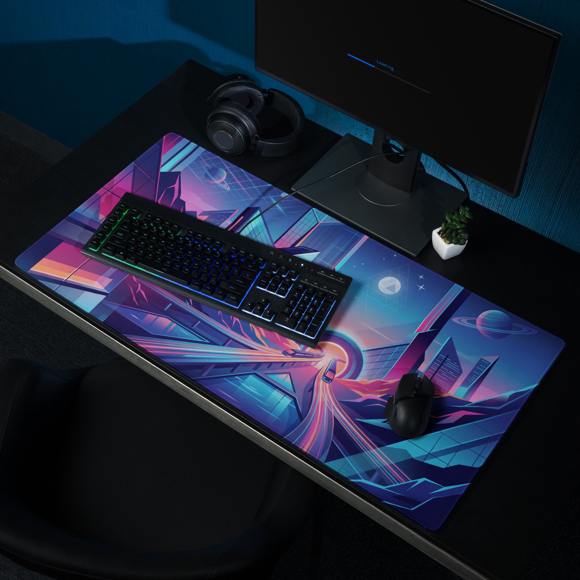 Vaporwave Neon City Mouse Pad - City Neon Pink Blue Purple Desk Gaming Vaporwave Dreamy Nostalgic Cyberpunk Digital Art