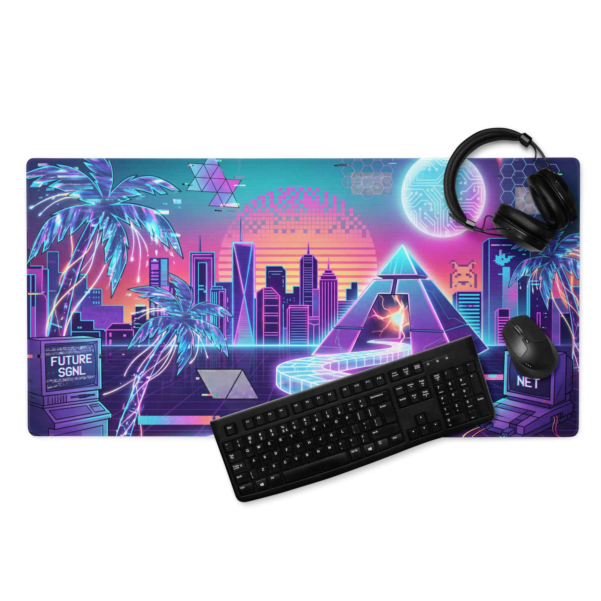 Neon Vaporwave City Mouse Pad - Mouse Pad Neon Pink Purple Blue Gaming Setup Vaporwave Retro Futurism Dreamy Nostalgic