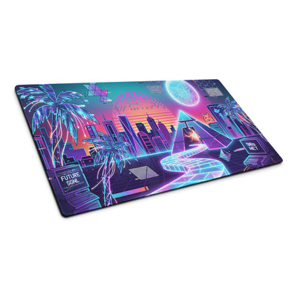 Neon Vaporwave City Mouse Pad - Mouse Pad Neon Pink Purple Blue Gaming Setup Vaporwave Retro Futurism Dreamy Nostalgic